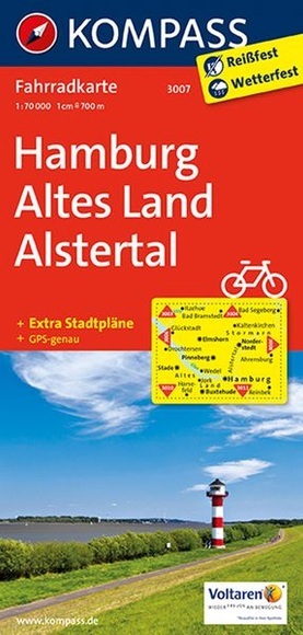Kompass Fahrradkarte Hamburg, Altes Land, Alstertal