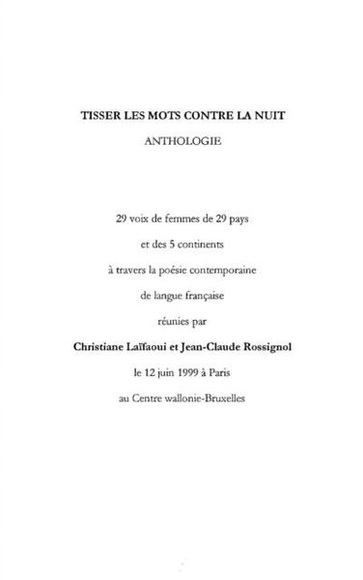 Tisser Les Mots Contre La Nuit