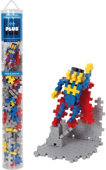 Plus-Plus® 9604106 - Superhero, Tube, 100 Bausteine, Konstruktionsspielzeug, 4-farbig