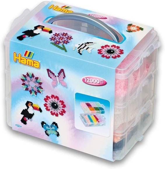 Hama 6752 - Midi Bügelperlen, große Box, Geschenkset, 12000, 3 Stiftplatten