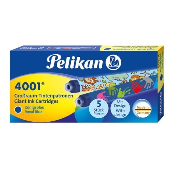 Pelikan Tintenpatronen 4001® Set mit 5 bunt bedruckten Großraum-Tintenpatronen, Königsblau