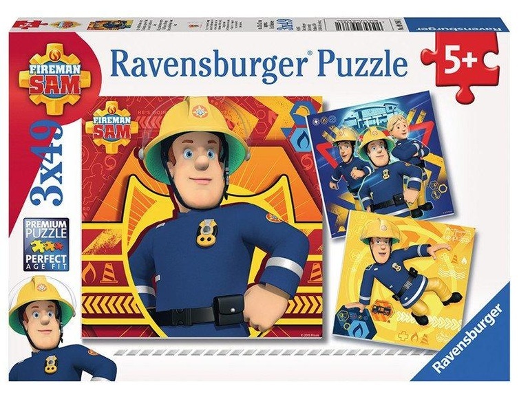 Ravensburger Puzzle 3x49 - Feuerwehrmann Sam: Bei Gefahr Sam rufen