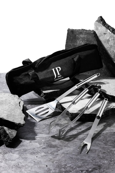 Große Größen Grill- und BBQ-Set Herren (Größe One Size, schwarz) | JP1880 Sonstige Accessoires | Stahl
