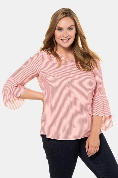 Große Größen Streifentunika Damen (Größe 46 48, knallorange) | Ulla Popken Langarmtuniken | Viskose/Polyester