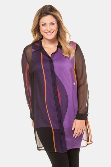 Große Größen Chiffon-Bluse Damen (Größe 54 56, lila) | Ulla Popken Longblusen | Polyester