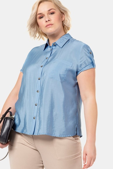 Grosse Grössen Hemdbluse, Damen, blau, Größe: 46/48, Viskose/Polyamid, Ulla Popken