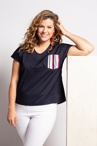 Grosse Grössen Blusenshirt, Damen, blau, Größe: 42/44, Baumwolle, Ulla Popken