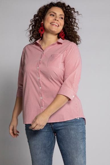 Grosse Grössen Longbluse, Damen, rot, Größe: 50/52, Baumwolle/Polyester, Ulla Popken
