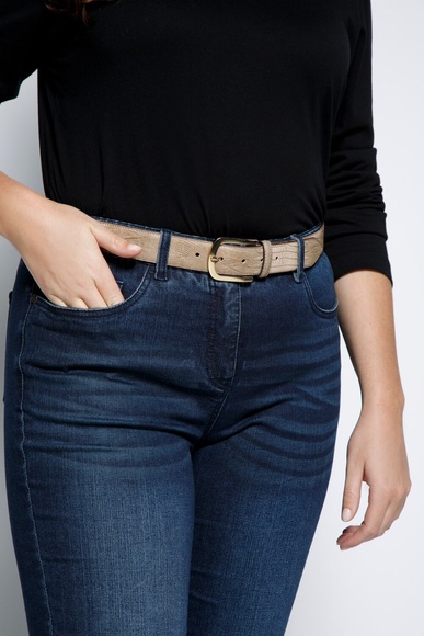 Grosse Grössen Leder-Gürtel, Damen, beige, Größe: 115, Leder, Ulla Popken