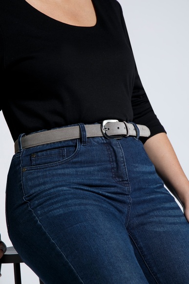 Grosse Grössen Leder-Gürtel, Damen, grau, Größe: 145, Leder, Ulla Popken
