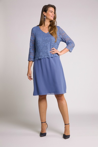 Grosse Grössen Midikleid, Damen, blau, Größe: 58/60, Viskose/Synthetische Fasern/Elasthan, Ulla Popken