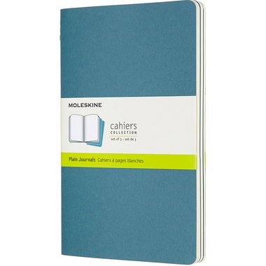 Moleskine Cahier Notizhefte Blanko, Large, A5, Kartoneinband, 3er Set, Lebhaftes Blau