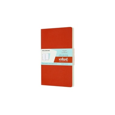 Moleskine Volant Large/A5, 2er Set, Blanko, Soft Cover, Korallrot, Aquamarinblau