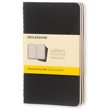 Moleskine Cahier A6, kariert, schwarz, 3er-Set