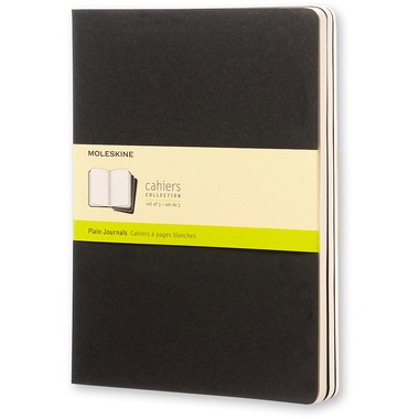 Moleskine Cahier XL, blanko, schwarz, 3er-Set