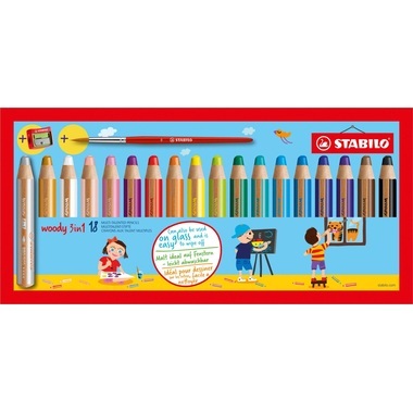 STABILO® Buntstifte WOODY 3in1 mit Spitzer und 18 Farben