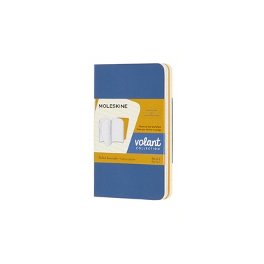 Moleskine Volant XS, 2er Set, Liniert, Soft Cover, Vergissmeinnicht Blau, Bernsteingelb
