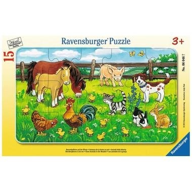 RAVENSBURGER Puzzle 15 Teile Bauernhoftiere auf der Wiese