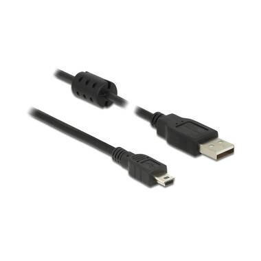 Delock USB 2.0 Anschlusskabel [1x USB 2.0 Stecker A - 1x USB 2.0 Stecker Mini-B] 1 m Schwarz mit Ferritkern