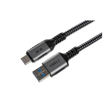 onit USB 3.1-Kabel 66 W, USB-A - USB-C, 0.5 m, Schwarz/Grau