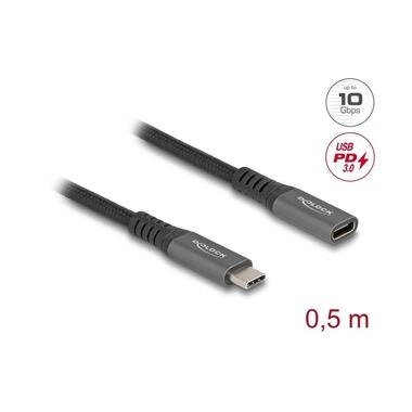 Delock USB 3.1-Verlängerungskabel 10Gbps PD100W USB C - USB C 0.5 m