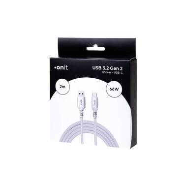 onit USB 3.1-Kabel 66 W, USB-A - USB-C, 2 m, Weiss