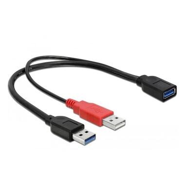 Delock USB 3.0 Y-Kabel [1x USB 3.0 Stecker A - 1x USB 3.0 Buchse A] 0.3 m Schwarz vergoldete Steckkontakte,
