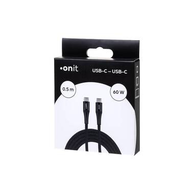 onit USB 3.0-Kabel 60 W, USB-C - USB-C, 0.5 m, Schwarz