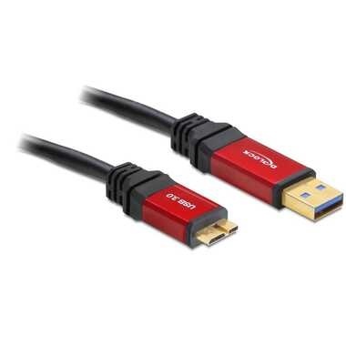 Delock USB 3.0 Anschlusskabel [1x USB 3.0 Stecker A - 1x USB 3.0 Stecker Micro B] 2 m Rot, Schwarz vergoldete