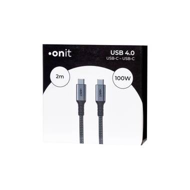 onit USB4-Kabel Pro USB C - USB C 2 m, Grau/Schwarz