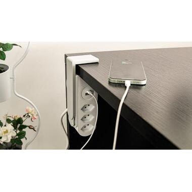 STEFFEN Tischsteckdosenleiste Clamp 3x T13, USB-A+C, Weiss