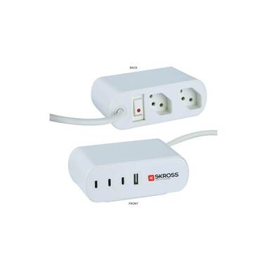 SKROSS Steckdosenleiste Home Station 2xT13, 3xUSB-C, 1xUSB-A, 3 m