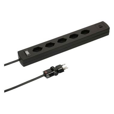 Max Hauri - Steckdosenleiste SafetyLine 5x T13 mit USB A C, schwarz