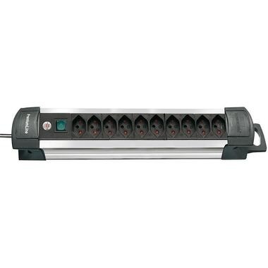 Brennenstuhl 1391002010 Steckdosenleiste mit Schalter 10fach Schwarz, Silber CH-Stecker