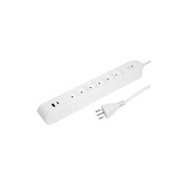Steffen Steckdosenleiste IQ 6 x T13 USB A C Weiss 3 m Kabel