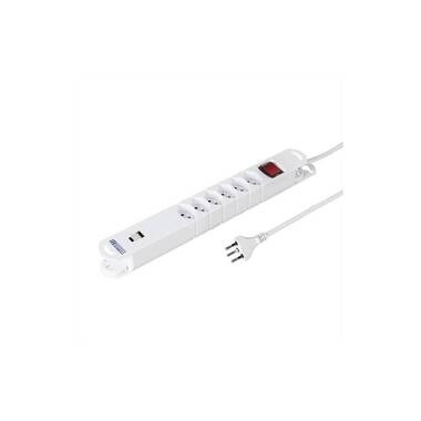 Steffen Steckdosenleiste Variabl 6fach, 1xUSB-A,1xUSB-C,mit schalter,weiss, 3m