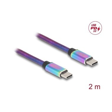 Delock USB-C® Kabel USB 2.0 USB-C® Stecker, USB-C® Stecker 2.00 m Mehrfarbig 81116