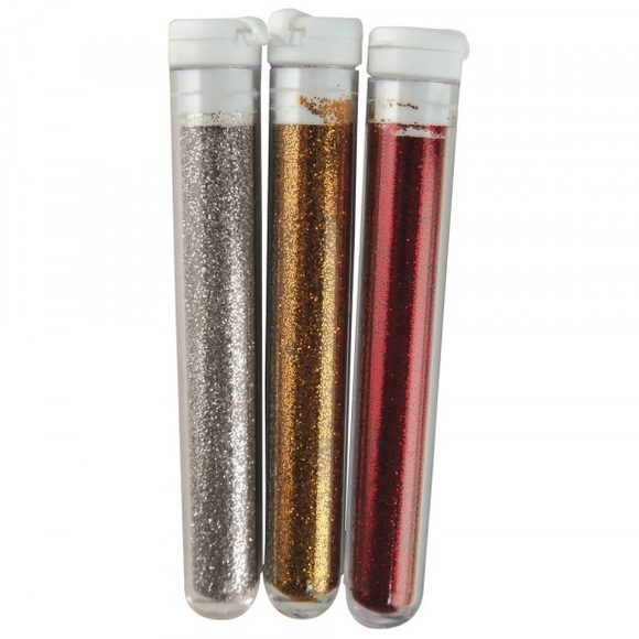 Fein-Flitter,gold/silber/rot,Blisterkart