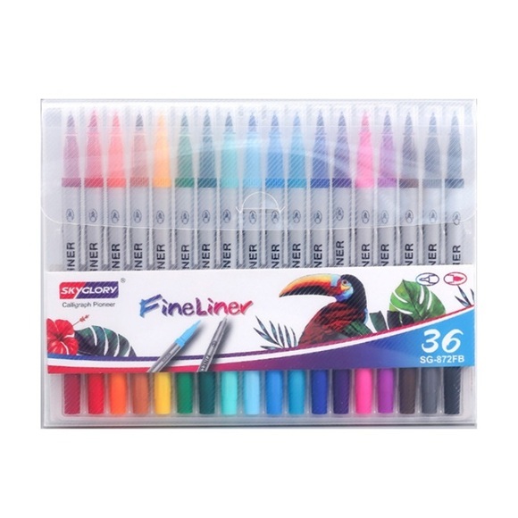 36er Set Fineliner Premium Filzstifte auf Wasserbasis mit Doppelkopf