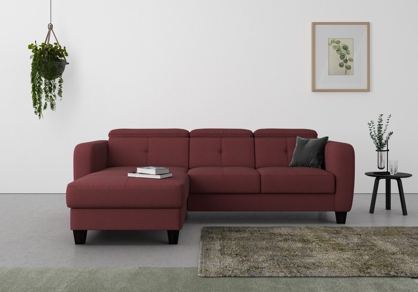 sit&more Ecksofa »Bellucci«, inklusive Kopfteilverstellung und Federkern, wahlweise mit Bettfunktion und Bettkasten