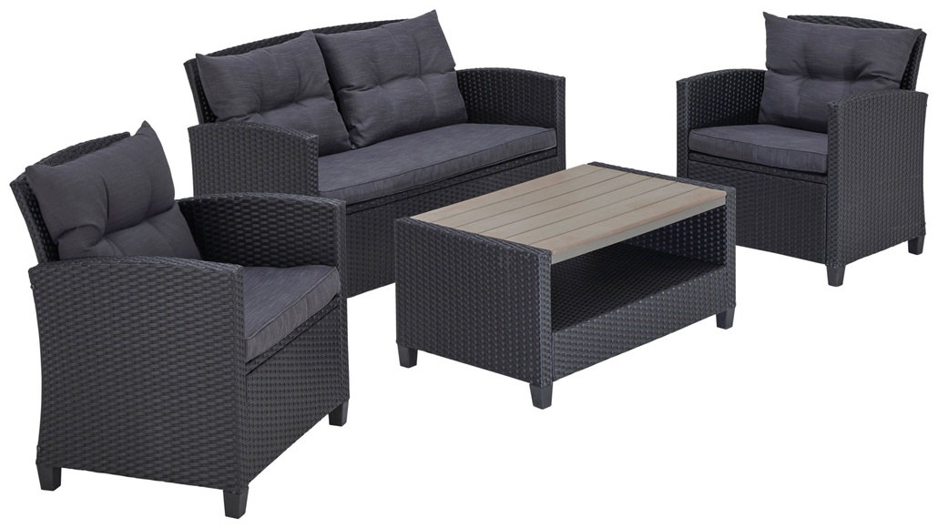 KONIFERA Gartenlounge-Set »St. Tropez«, (11 tlg.), 2er Sofa, 2 Sessel, Tisch 90x55 cm, Polyrattan