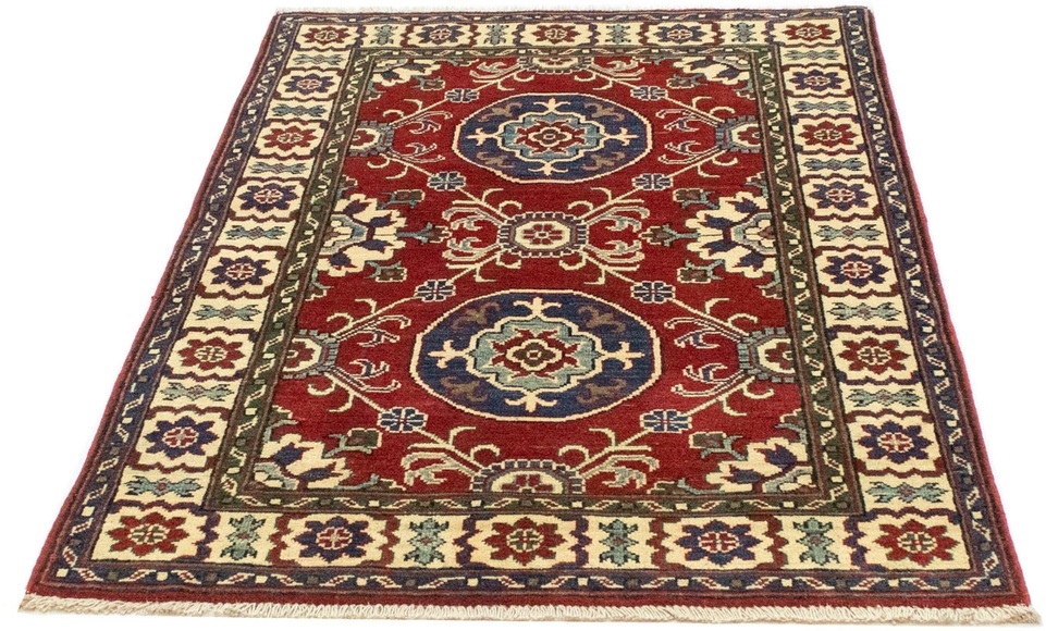 morgenland Wollteppich »Kazak Teppich handgeknüpft rot«, rechteckig, 7 mm Höhe