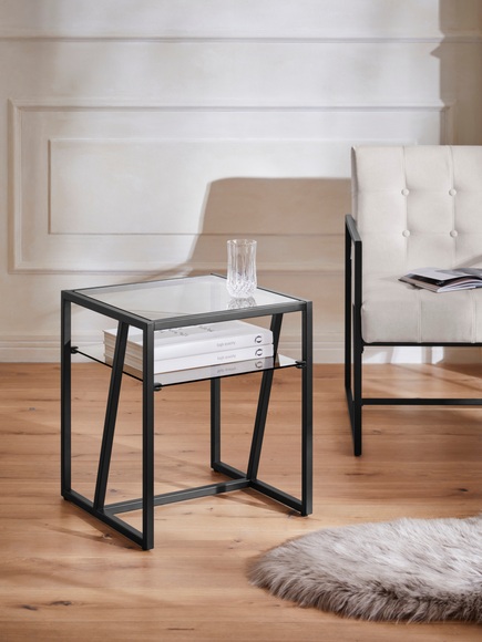 Guido Maria Kretschmer Home&Living Beistelltisch »Silwai«, Gestell aus Metall, 0,5 cm starke Tischplatte aus Glas