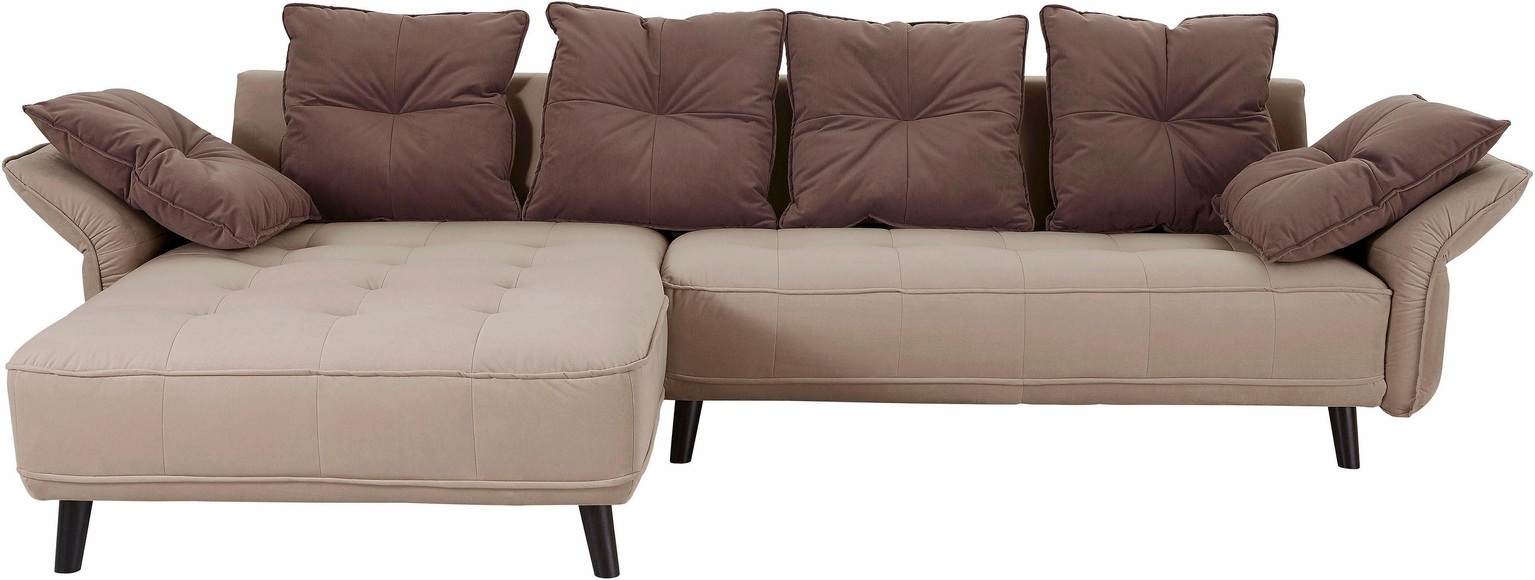 INOSIGN Ecksofa »Charming«, mit farblich abgesetzten Rückenkissen