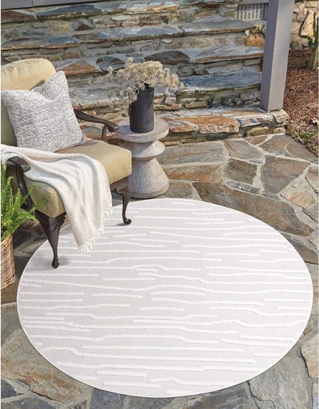 Carpet City Teppich »Santorini«, rund, 5 mm Höhe, 3D-Effekt, für Wohnzimmer, Flur, Küche, Wintergarten, Balkon, Wetterfest & UV-beständig