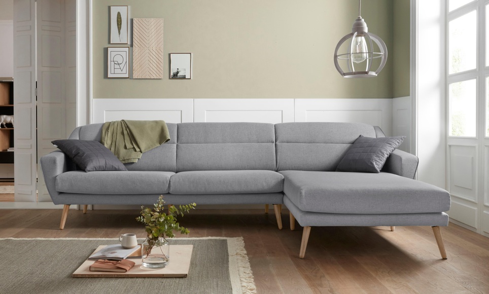 andas Ecksofa »Bille«, mit Naht im Rückenkissen und Beinen aus Eichenholz, Design by Morten Georgsen