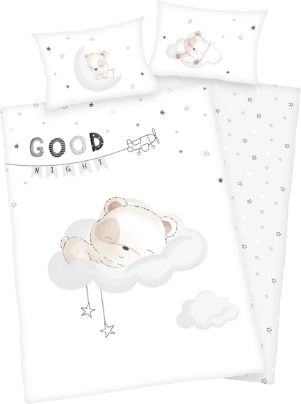HERDING Flanell-Bettwäsche Sleeping little Bear 100 x 135 cm