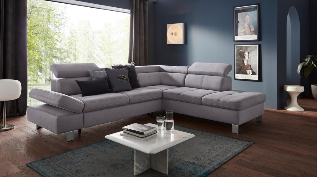 exxpo - sofa fashion Ecksofa, mit Kopf- bzw. Rückenverstellung, wahlweise mit Bettfunktion und Bettkasten