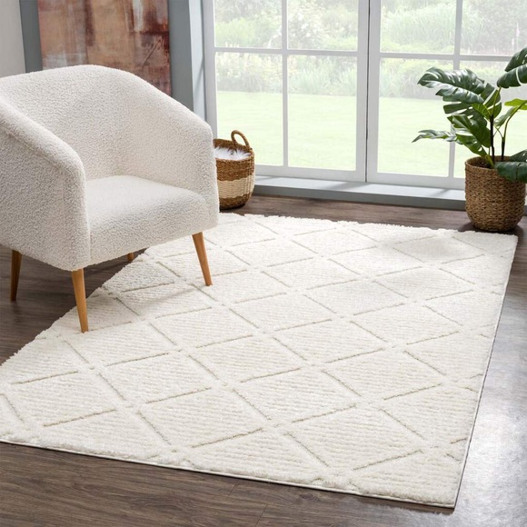 Carpet City Hochflor-Teppich »Focus«, rechteckig, 20 mm Höhe, 3D-Optik im Raute-Motiv, Uni, Wohnzimmer