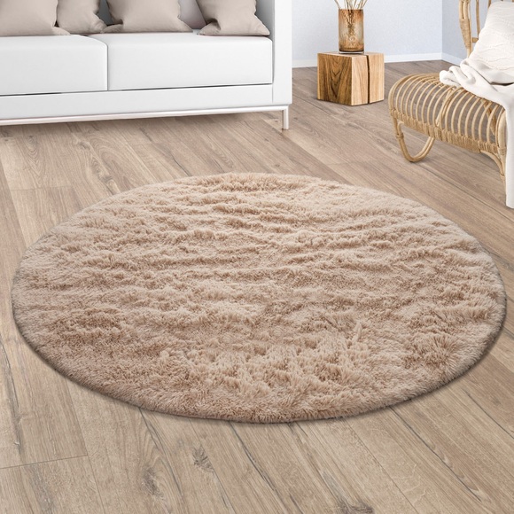 Paco Home Hochflor-Teppich »Silky 591«, rund, 33 mm Höhe, Uni Farben, besonders weich und kuschelig, ideal im Wohnzimmer & Schlafzimmer